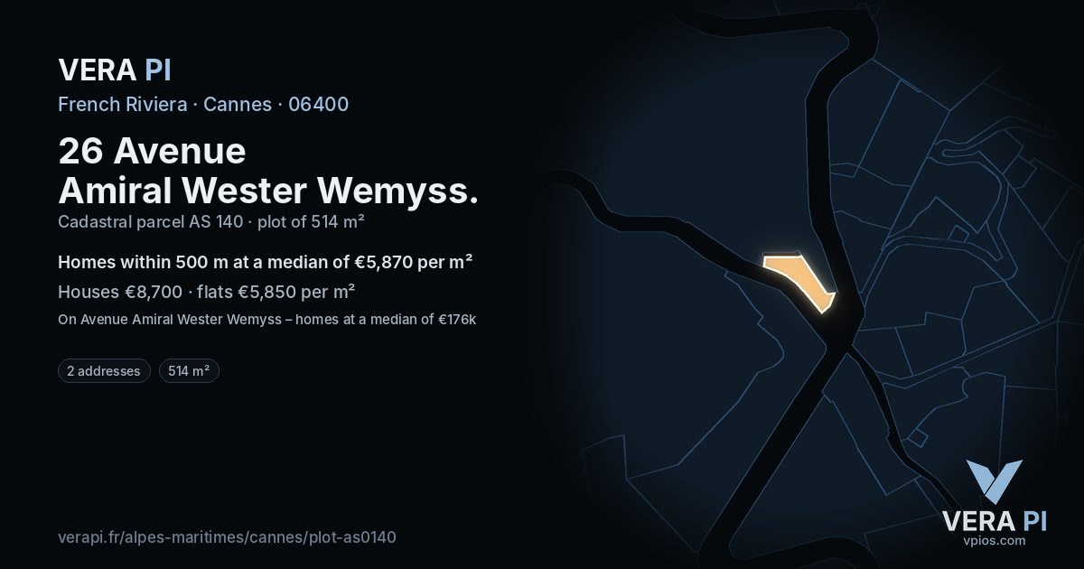 26 Avenue Amiral Wester Wemyss, Cannes at night – the plot lit, the parcels around coloured by the prices near them