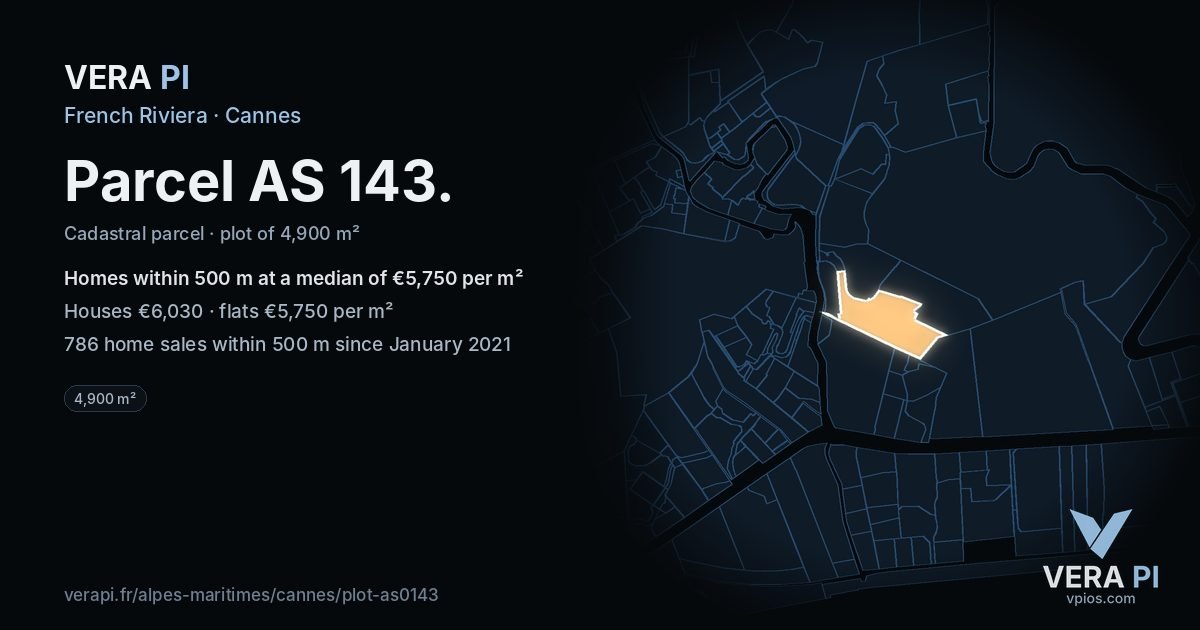Parcel AS 143, Cannes at night – the plot lit, the parcels around coloured by the prices near them