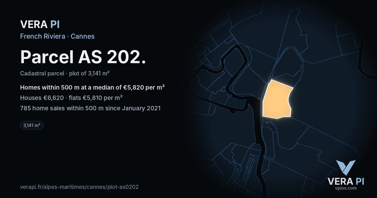 Parcel AS 202, Cannes at night – the plot lit, the parcels around coloured by the prices near them