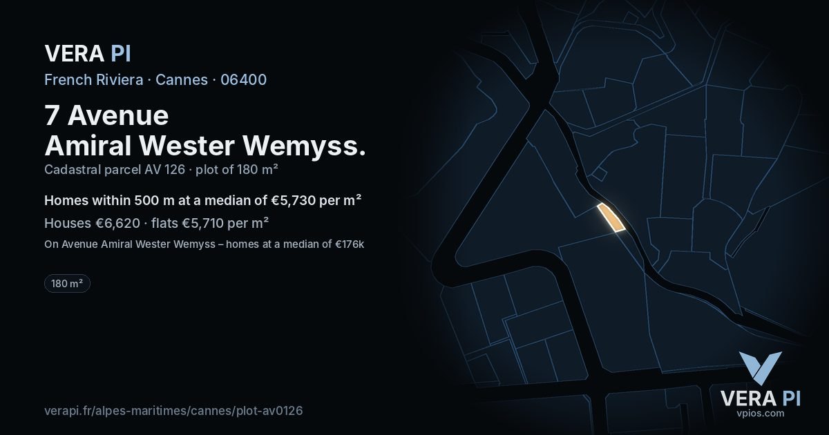 7 Avenue Amiral Wester Wemyss, Cannes at night – the plot lit, the parcels around coloured by the prices near them