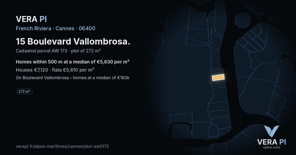15 Boulevard Vallombrosa, Cannes at night – the plot lit, the parcels around coloured by the prices near them