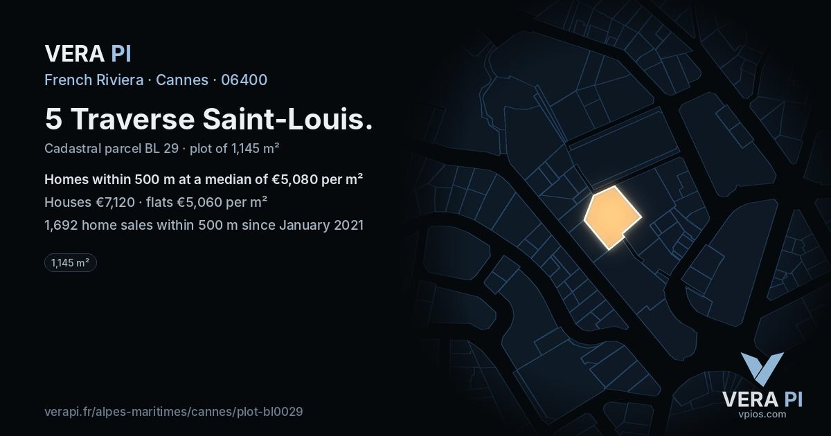 5 Traverse Saint-Louis, Cannes at night – the plot lit, the parcels around coloured by the prices near them