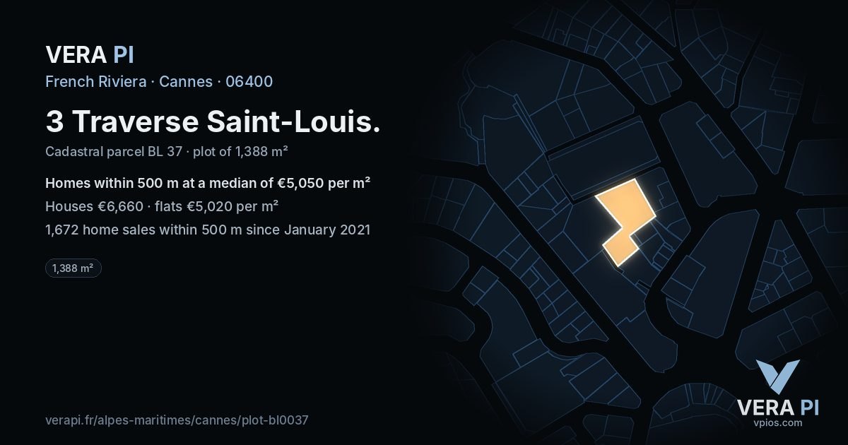 3 Traverse Saint-Louis, Cannes at night – the plot lit, the parcels around coloured by the prices near them