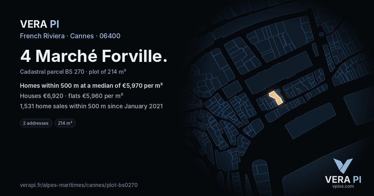 4 Marché Forville, Cannes at night – the plot lit, the parcels around coloured by the prices near them