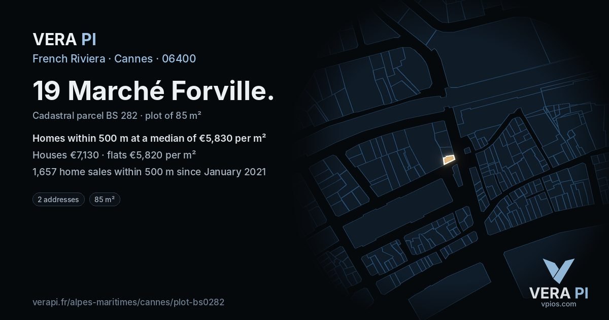 19 Marché Forville, Cannes at night – the plot lit, the parcels around coloured by the prices near them