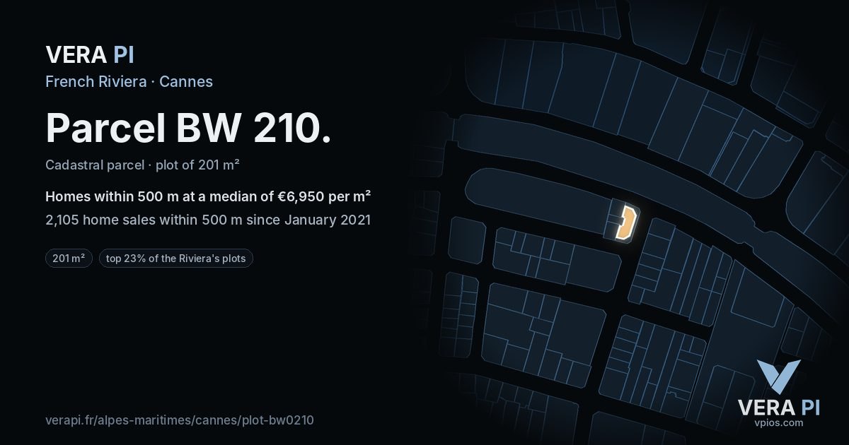 Parcel BW 210, Cannes at night – the plot lit, the parcels around coloured by the prices near them