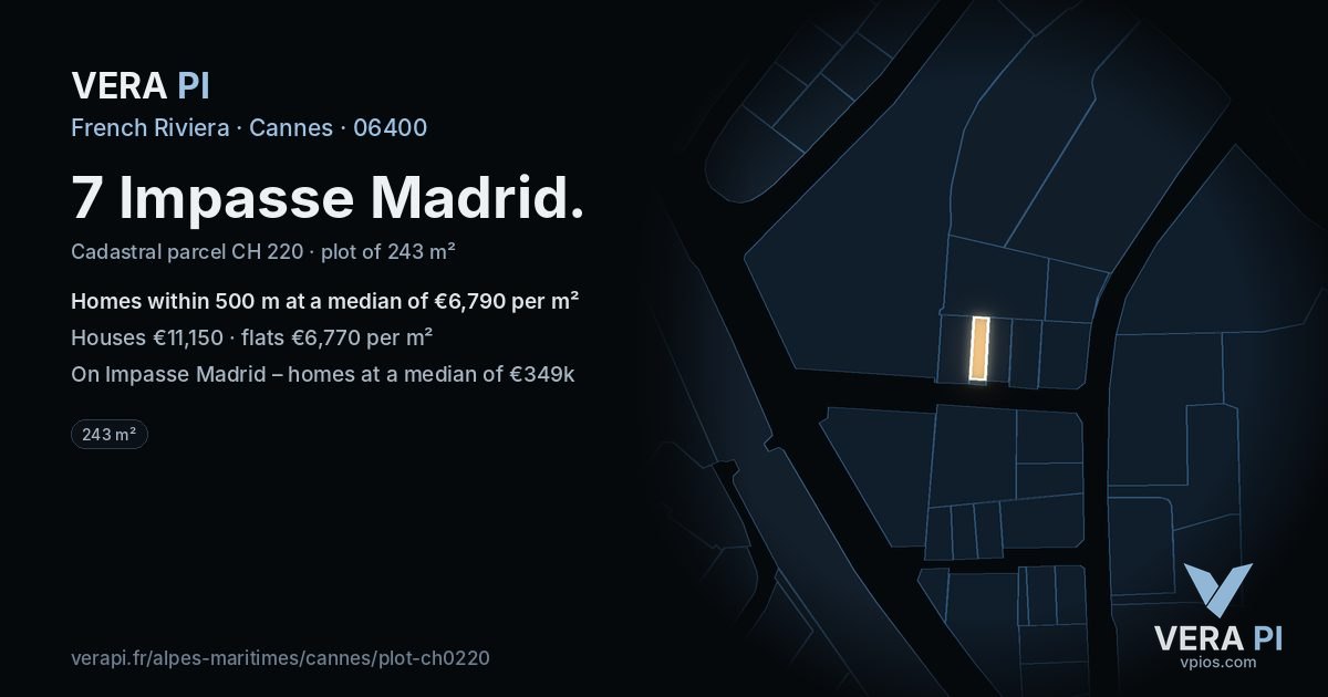 7 Impasse Madrid, Cannes at night – the plot lit, the parcels around coloured by the prices near them