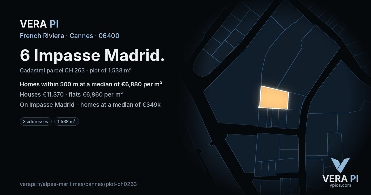 6 Impasse Madrid, Cannes at night – the plot lit, the parcels around coloured by the prices near them