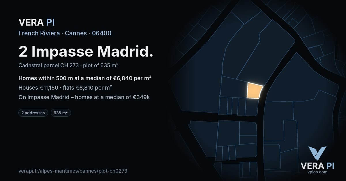 2 Impasse Madrid, Cannes at night – the plot lit, the parcels around coloured by the prices near them