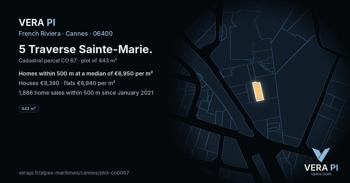5 Traverse Sainte-Marie, Cannes at night – the plot lit, the parcels around coloured by the prices near them