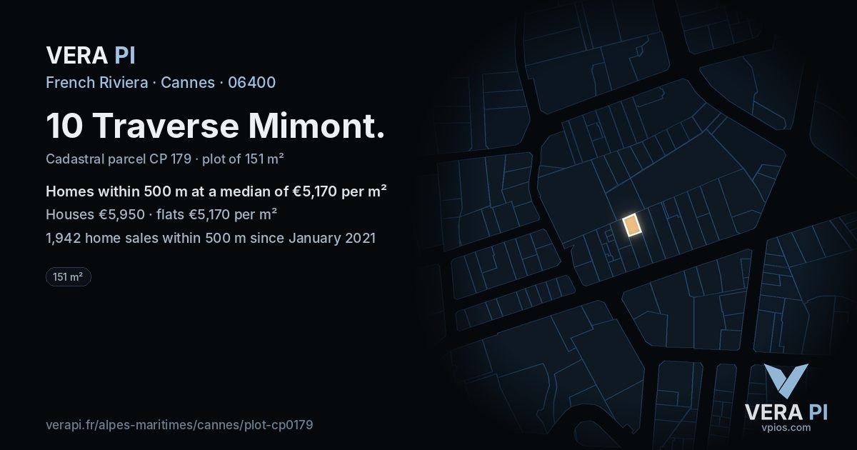 10 Traverse Mimont, Cannes at night – the plot lit, the parcels around coloured by the prices near them