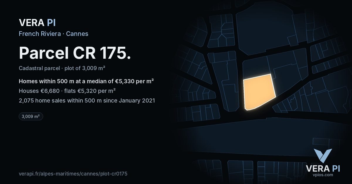 Parcel CR 175, Cannes at night – the plot lit, the parcels around coloured by the prices near them