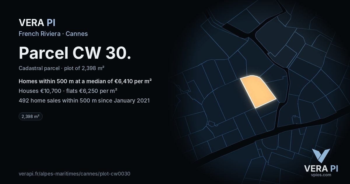 Parcel CW 30, Cannes at night – the plot lit, the parcels around coloured by the prices near them