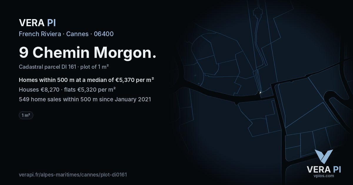 9 Chemin Morgon, Cannes at night – the plot lit, the parcels around coloured by the prices near them