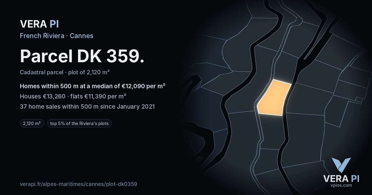 Parcel DK 359, Cannes at night – the plot lit, the parcels around coloured by the prices near them