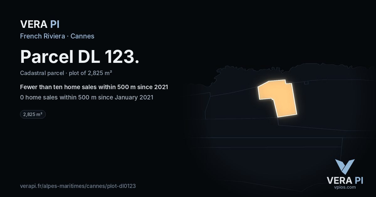 Parcel DL 123, Cannes at night – the plot lit, the parcels around coloured by the prices near them