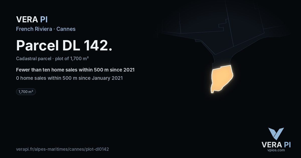 Parcel DL 142, Cannes at night – the plot lit, the parcels around coloured by the prices near them