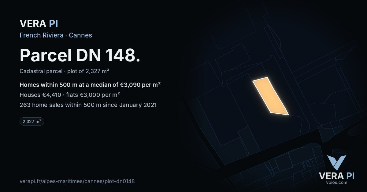 Parcel DN 148, Cannes at night – the plot lit, the parcels around coloured by the prices near them