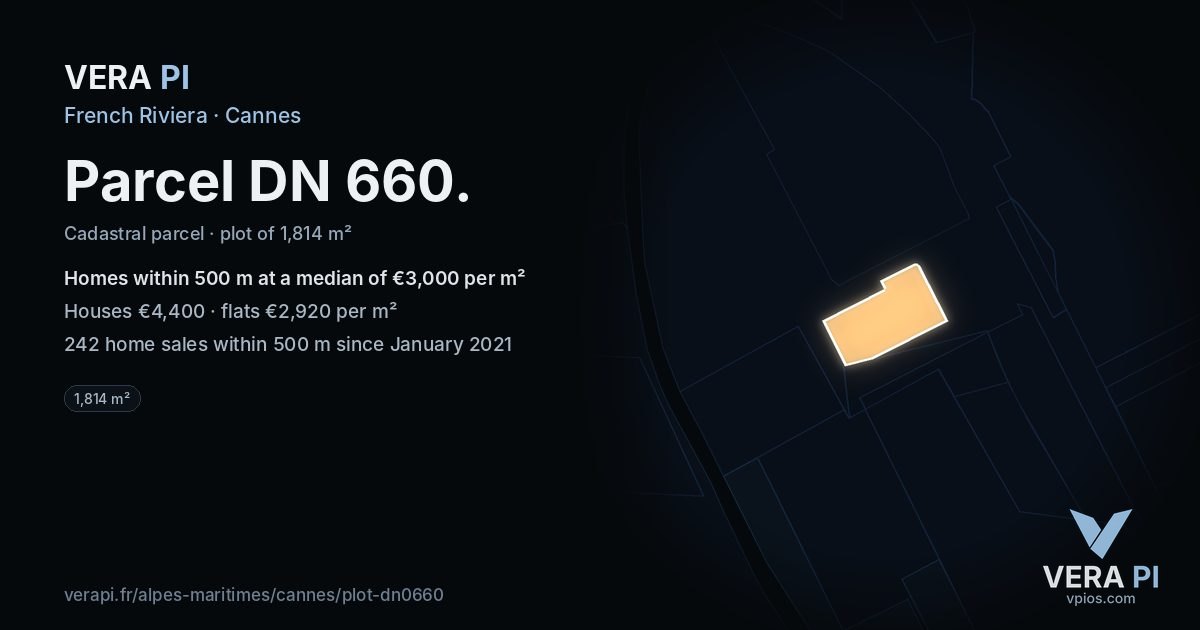 Parcel DN 660, Cannes at night – the plot lit, the parcels around coloured by the prices near them