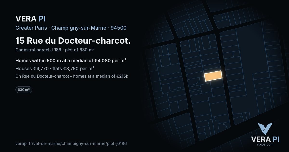 15 Rue du Docteur-charcot, Champigny-sur-Marne at night – the plot lit, the parcels around coloured by the prices near them