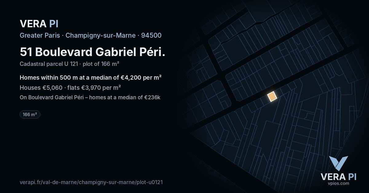 51 Boulevard Gabriel Péri, Champigny-sur-Marne at night – the plot lit, the parcels around coloured by the prices near them