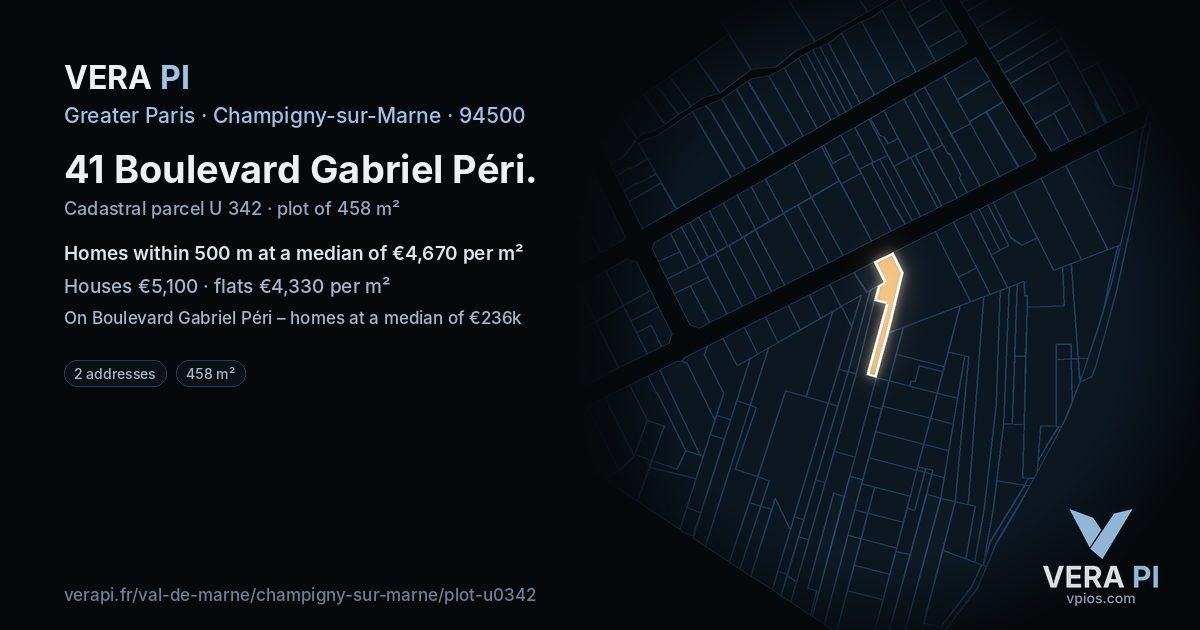 41 Boulevard Gabriel Péri, Champigny-sur-Marne at night – the plot lit, the parcels around coloured by the prices near them