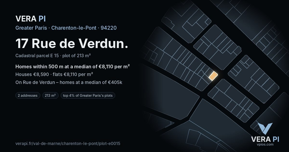 17 Rue de Verdun, Charenton-le-Pont at night – the plot lit, the parcels around coloured by the prices near them