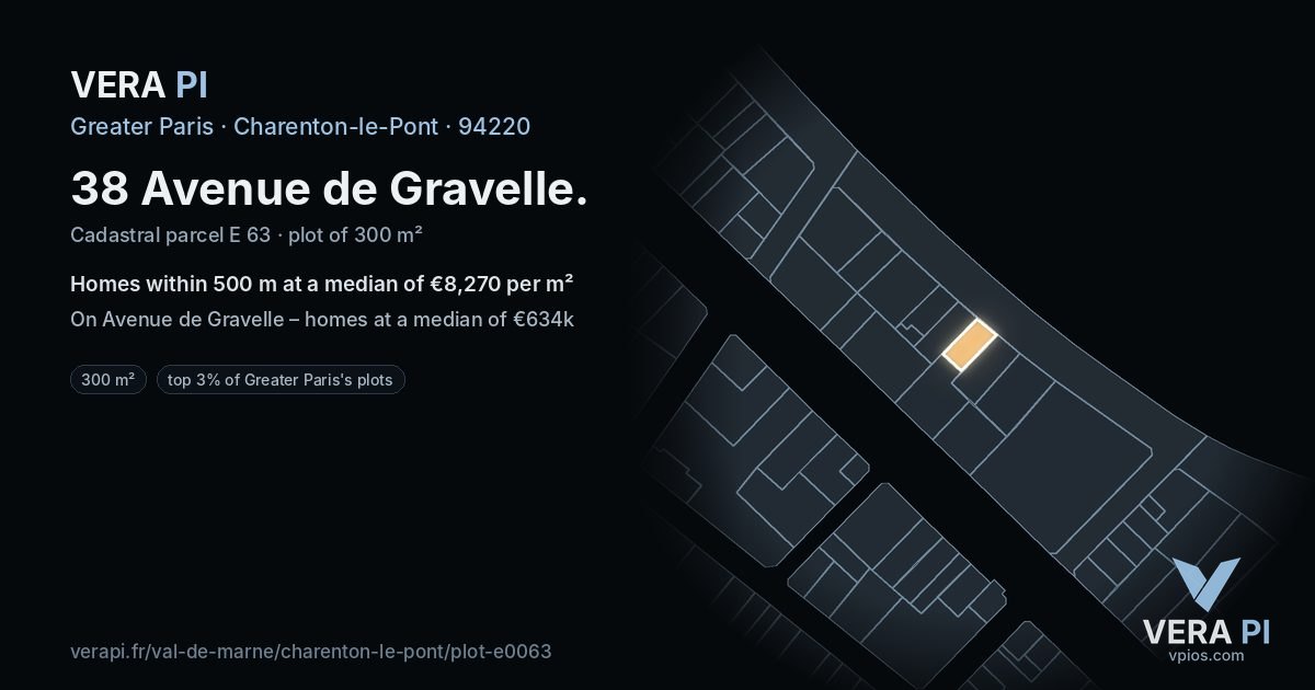 38 Avenue de Gravelle, Charenton-le-Pont at night – the plot lit, the parcels around coloured by the prices near them