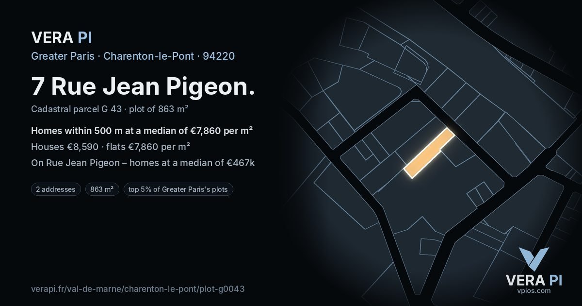 7 Rue Jean Pigeon, Charenton-le-Pont at night – the plot lit, the parcels around coloured by the prices near them