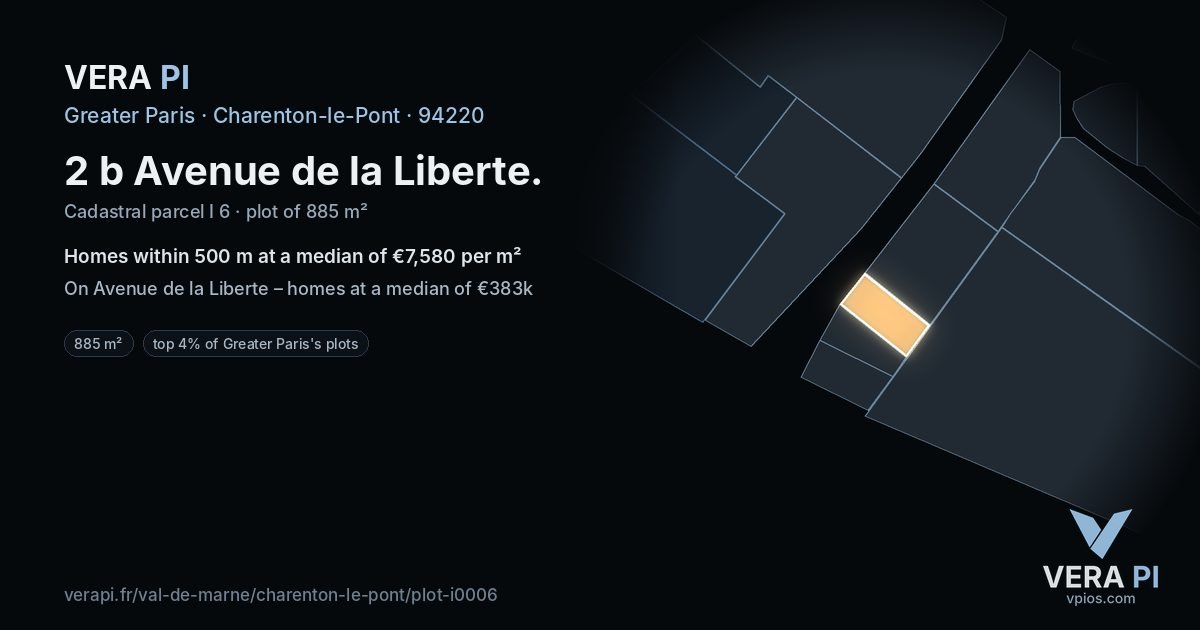 2 b Avenue de la Liberte, Charenton-le-Pont at night – the plot lit, the parcels around coloured by the prices near them