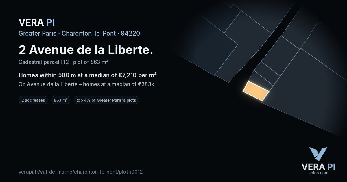 2 Avenue de la Liberte, Charenton-le-Pont at night – the plot lit, the parcels around coloured by the prices near them