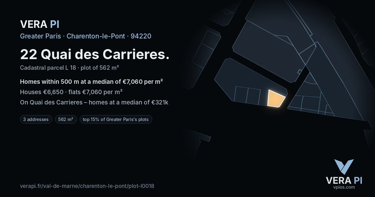 22 Quai des Carrieres, Charenton-le-Pont at night – the plot lit, the parcels around coloured by the prices near them