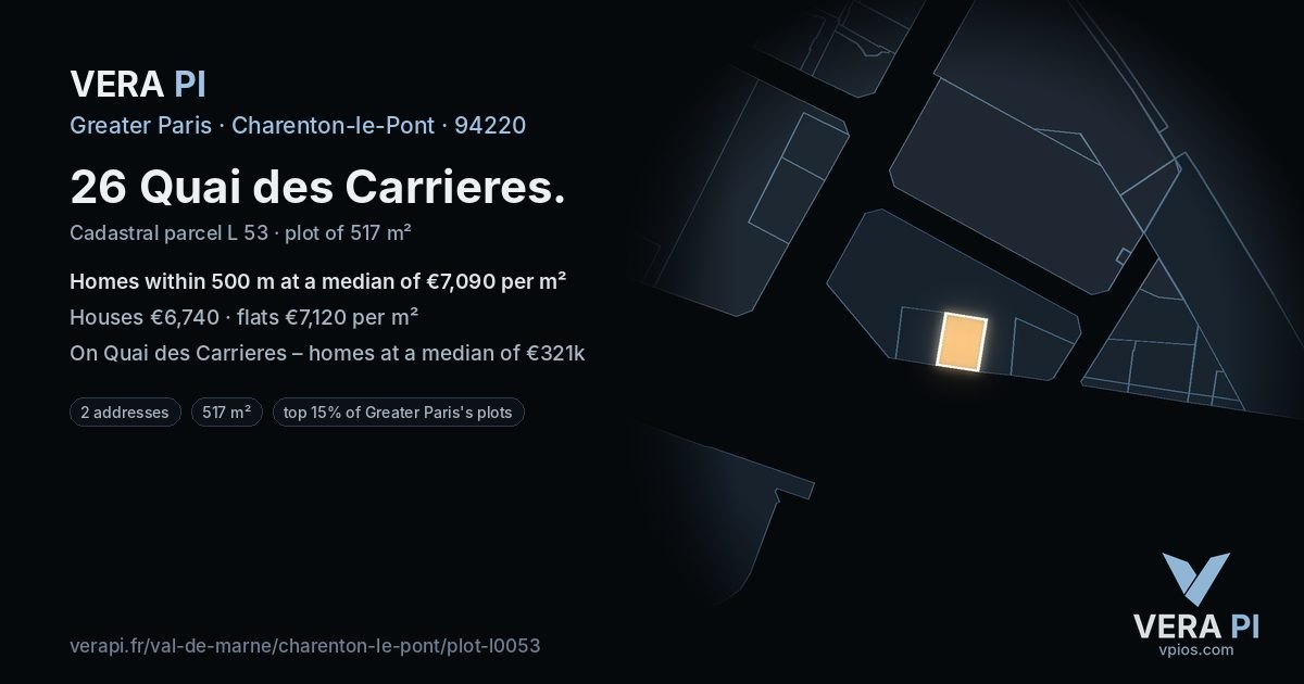 26 Quai des Carrieres, Charenton-le-Pont at night – the plot lit, the parcels around coloured by the prices near them