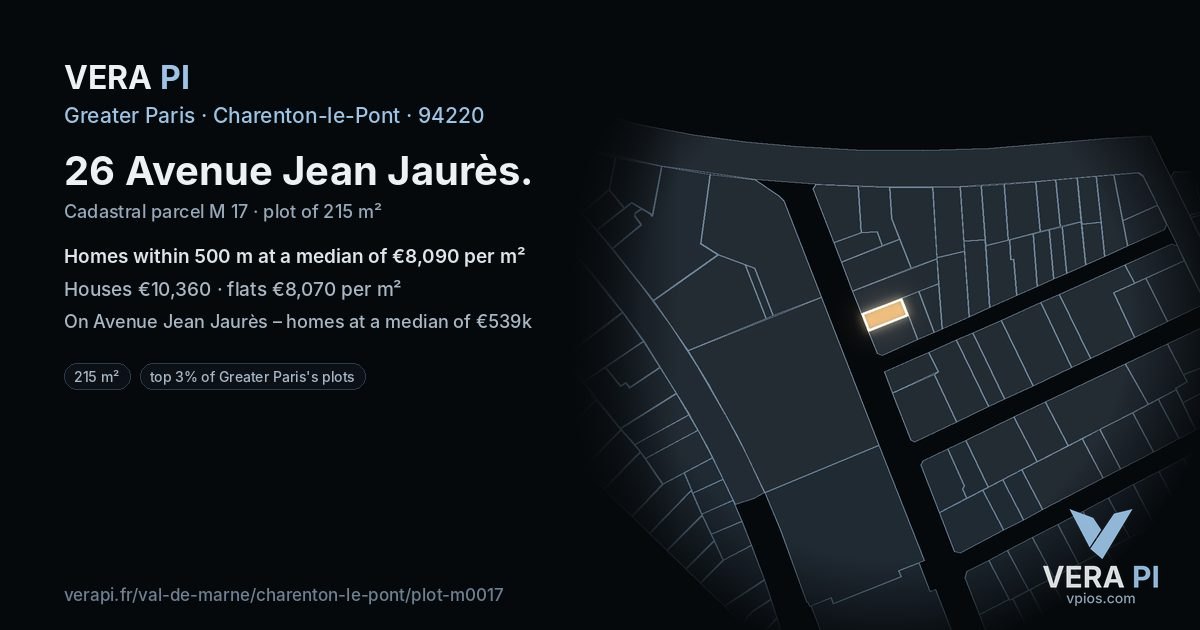 26 Avenue Jean Jaurès, Charenton-le-Pont at night – the plot lit, the parcels around coloured by the prices near them