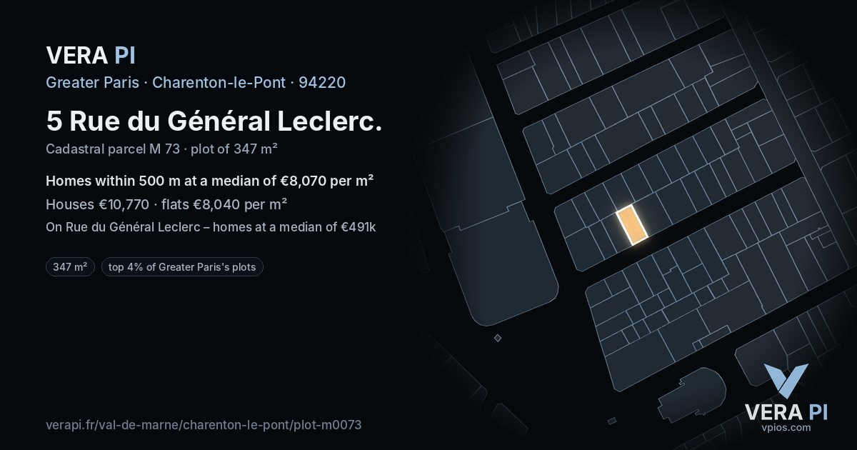5 Rue du Général Leclerc, Charenton-le-Pont at night – the plot lit, the parcels around coloured by the prices near them