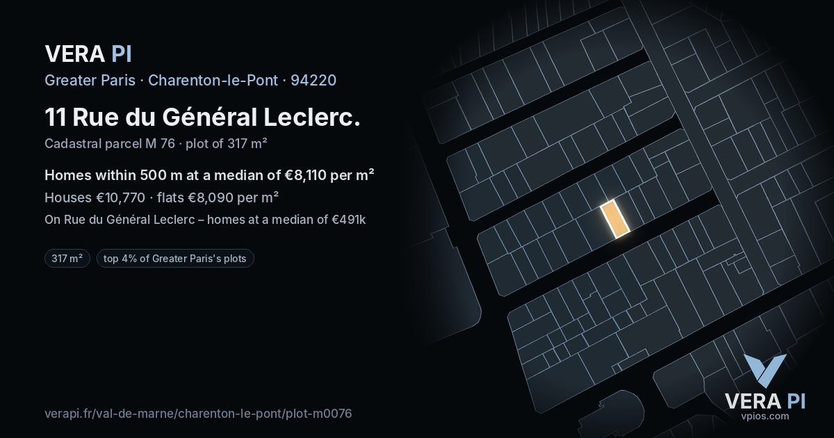 11 Rue du Général Leclerc, Charenton-le-Pont at night – the plot lit, the parcels around coloured by the prices near them
