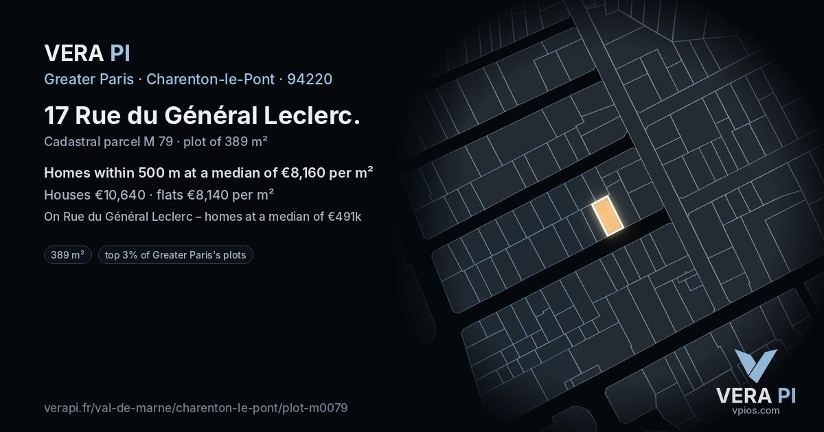 17 Rue du Général Leclerc, Charenton-le-Pont at night – the plot lit, the parcels around coloured by the prices near them