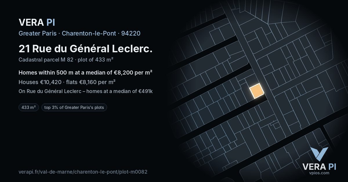 21 Rue du Général Leclerc, Charenton-le-Pont at night – the plot lit, the parcels around coloured by the prices near them