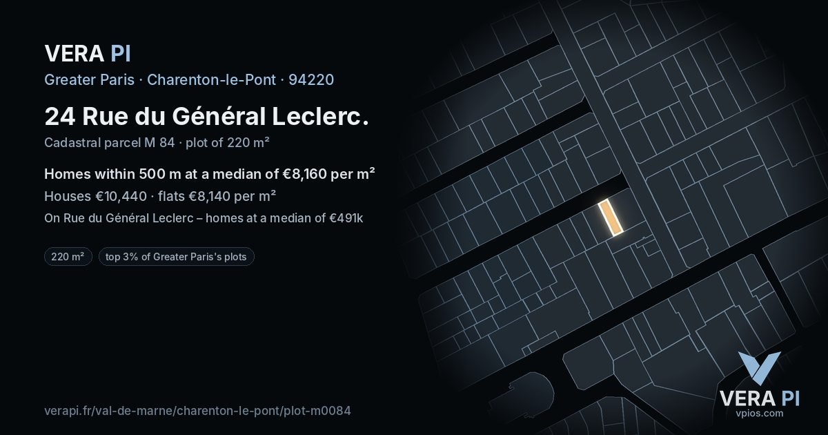 24 Rue du Général Leclerc, Charenton-le-Pont at night – the plot lit, the parcels around coloured by the prices near them