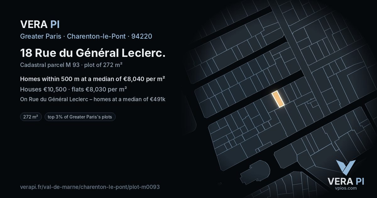 18 Rue du Général Leclerc, Charenton-le-Pont at night – the plot lit, the parcels around coloured by the prices near them