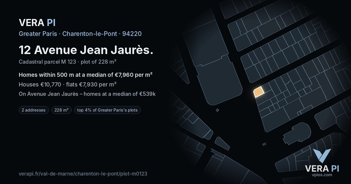 12 Avenue Jean Jaurès, Charenton-le-Pont at night – the plot lit, the parcels around coloured by the prices near them