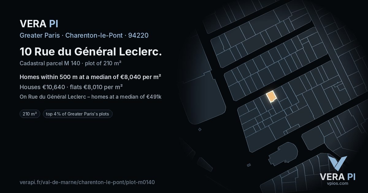 10 Rue du Général Leclerc, Charenton-le-Pont at night – the plot lit, the parcels around coloured by the prices near them