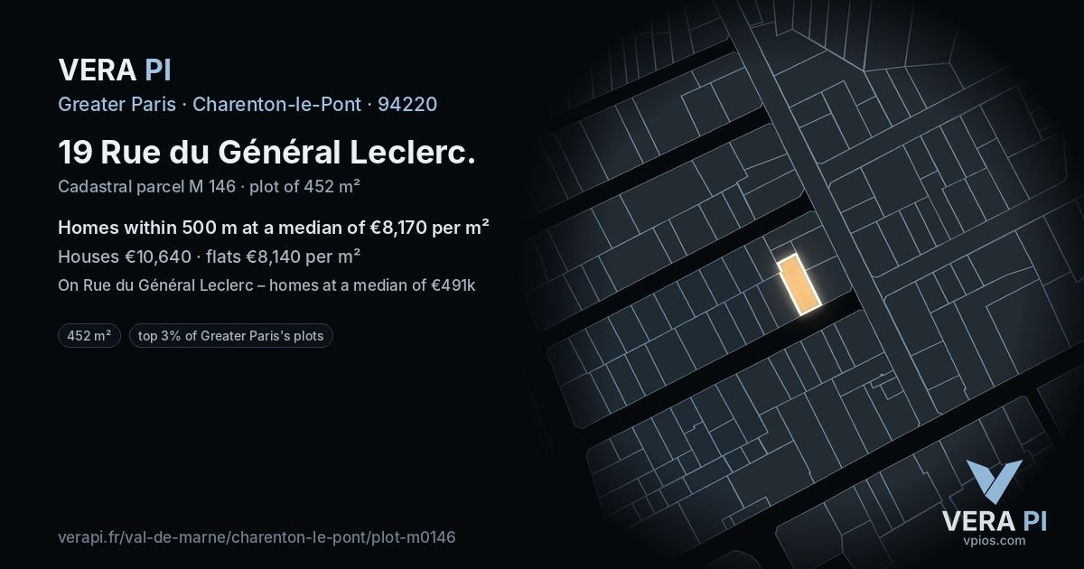 19 Rue du Général Leclerc, Charenton-le-Pont at night – the plot lit, the parcels around coloured by the prices near them
