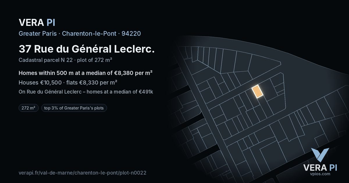37 Rue du Général Leclerc, Charenton-le-Pont at night – the plot lit, the parcels around coloured by the prices near them
