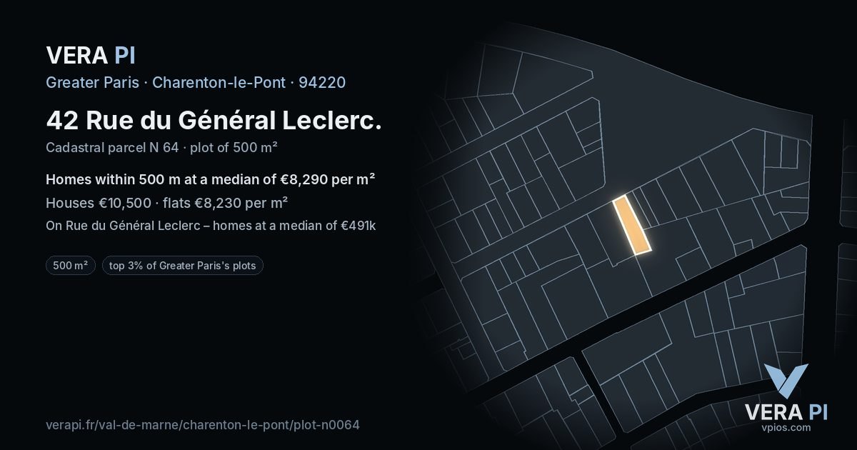 42 Rue du Général Leclerc, Charenton-le-Pont at night – the plot lit, the parcels around coloured by the prices near them