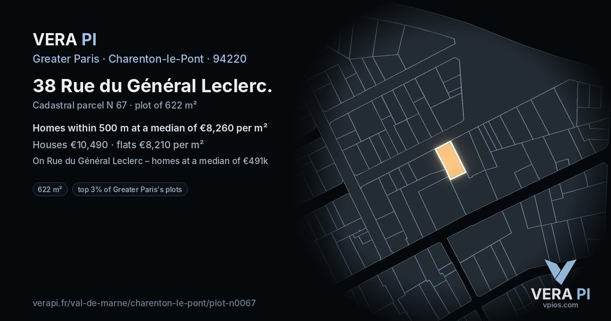 38 Rue du Général Leclerc, Charenton-le-Pont at night – the plot lit, the parcels around coloured by the prices near them
