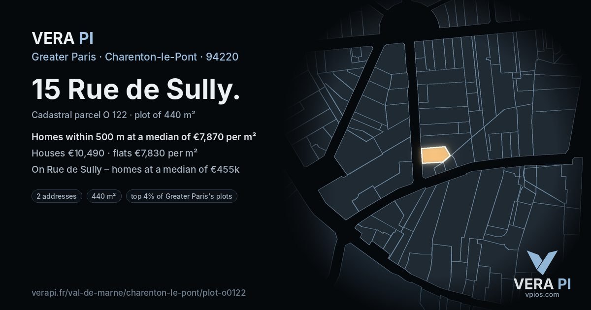 15 Rue de Sully, Charenton-le-Pont at night – the plot lit, the parcels around coloured by the prices near them