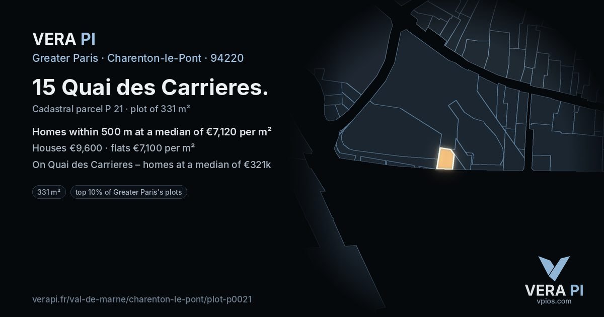15 Quai des Carrieres, Charenton-le-Pont at night – the plot lit, the parcels around coloured by the prices near them