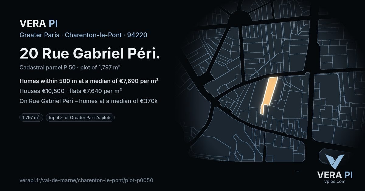 20 Rue Gabriel Péri, Charenton-le-Pont at night – the plot lit, the parcels around coloured by the prices near them