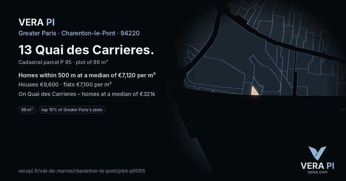 13 Quai des Carrieres, Charenton-le-Pont at night – the plot lit, the parcels around coloured by the prices near them